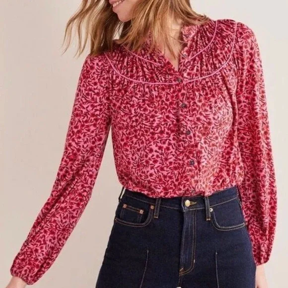 EUC BODEN Button Down Floral Blouse - Picture 1 of 9